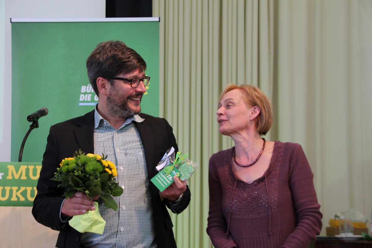 Senator Dr. Dirk Behrendt und Landesvorsitzende Petra Budke. ©Bündnis 90/Die Grünen Brandenburg